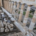 A view of the north wall orthostate of the Parthenon cella, just before completing its restoration (photo V. Eleftheriou, 2021)